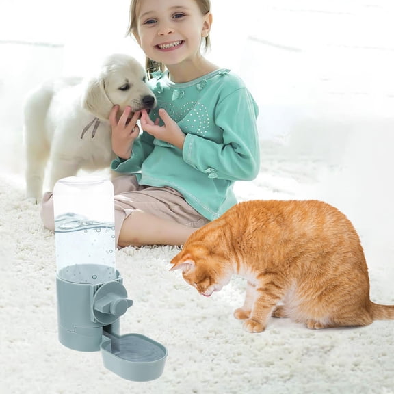 Mobutofu Climbing Pet Water Dispenser Hanging Pet Automatic Waterer Plastic Blue 1Set