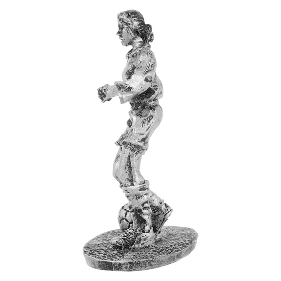 Mobutofu Dark Grey Resin Soccer Player Figurine, Compact Desktop Statue, Office and Room Decorative Sports Sculpture