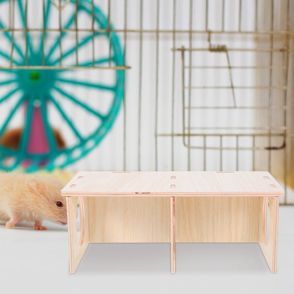 Mobutofu Hamster Hideout Multi Room Wooden Hut Beige 1 Piece