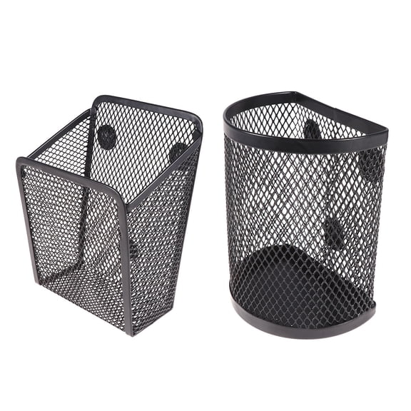 Mobutofu Desk Organizer 2Pcs Metal Iron Net Pen Holder Black Semicircle Square Home Essentials 5.1X3.7X3.5in