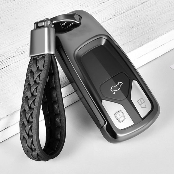 Mobutofu Elegant Black Braided Horseshoe Key Ring Durable Material for Car Keys and Decoration
