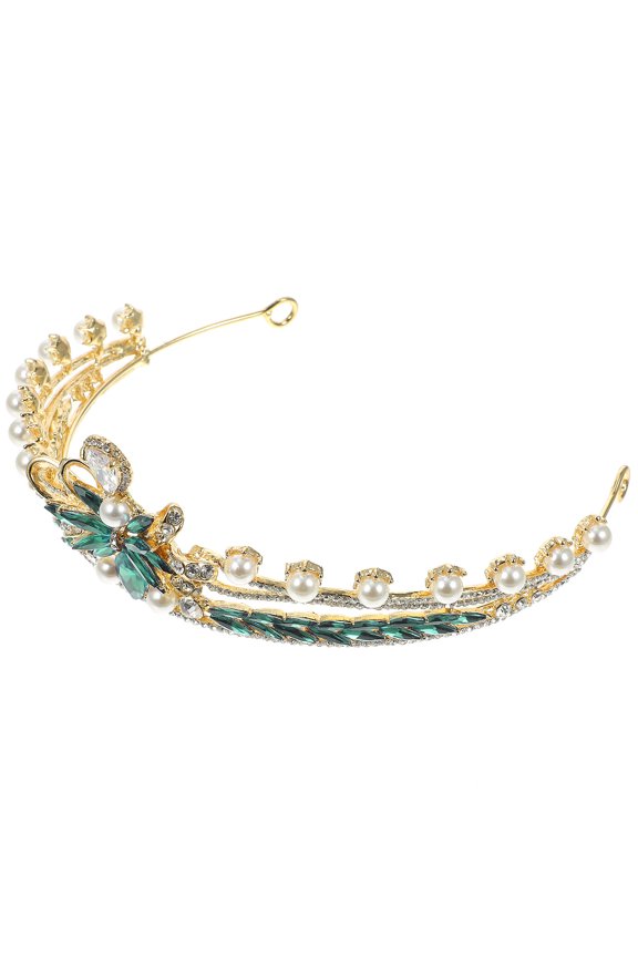 Elegant Green Crystal Crown Headband for Wedding and Special Occasions