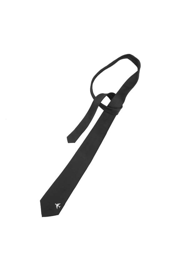 Folding Neck Tie Black Polyester Party Necktie with Airplane Pattern for Festive Decor