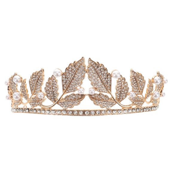 Mobutofu Golden Rhinestone Wedding Tiara Crown Lightweight Headpiece for Bride Party