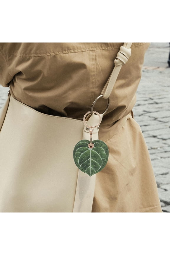 Green PU Key Holder with Leaf Design for Access Cards, Keys, and Home Use Organizer