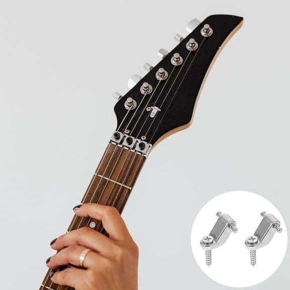 Mobutofu Guitar String Fastener Silver Iron Plated Iron 0.6x0.3x0.2in 2 x Roller String Trees 1Set