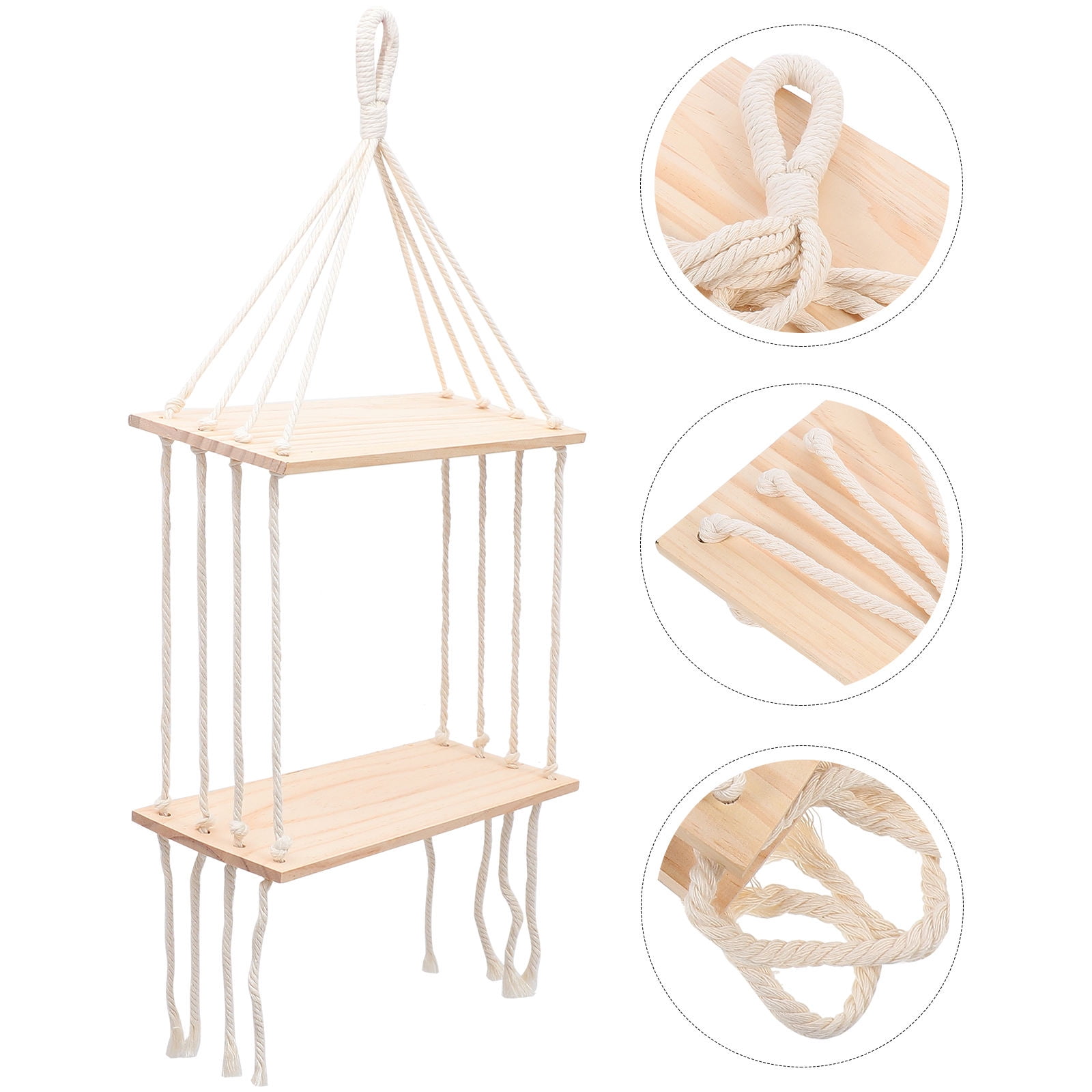 Larp Rope Rack Mobutofu Hanging Rope Shelf Wall Display Racks Beige Cotton Wooden Home ...