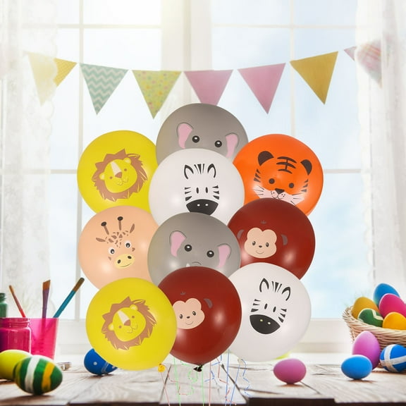 Mobutofu Jungle Animal Balloons 12Pcs Latex Helium Balloons 12 Inch For Baby Shower And Children Celebration