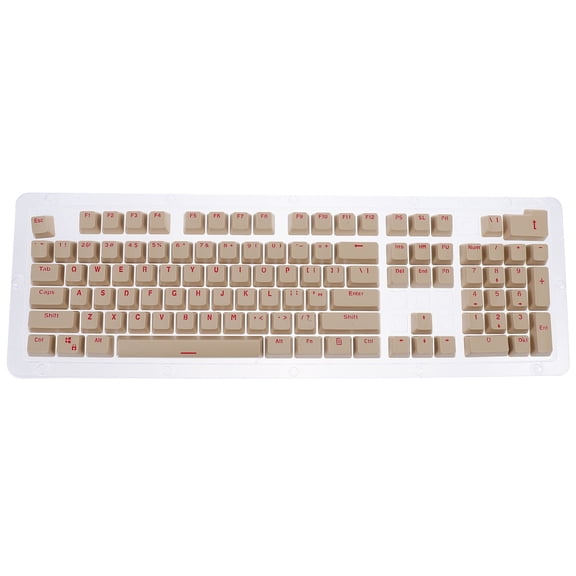 Mobutofu Keycaps Set 1 for Mechanical Keyboard Keys Replacement Beige Red ABS Square