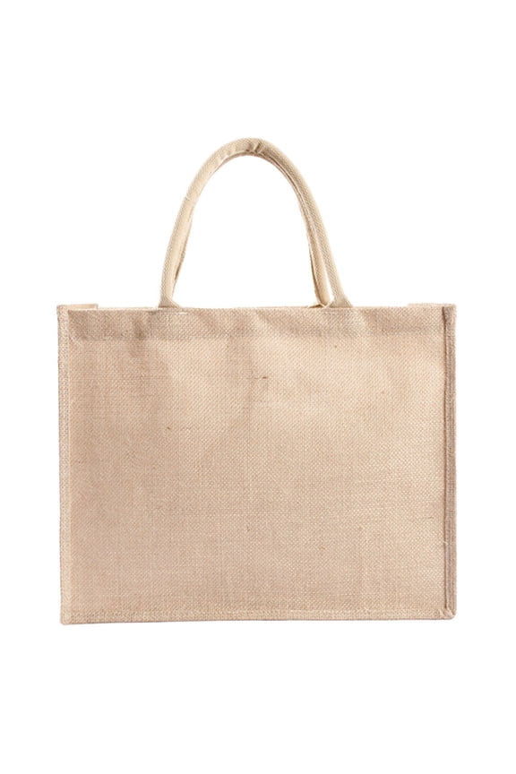 Khaki Burlap Tote Bag Waterproof Shopping Bag Reusable Portable Storage Pouch for Daily Use