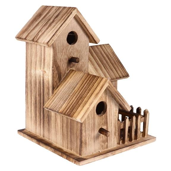 Mobutofu Garden Bird Shelter Wooden Nest Unfinished Craft for Painting Light Brown Outdoor Decor