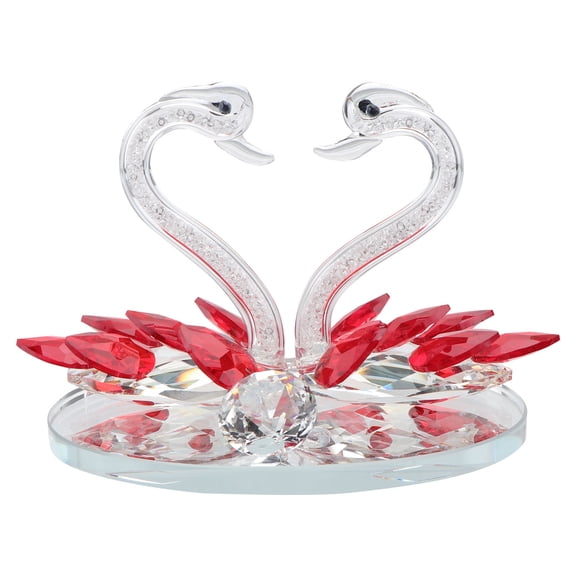 Mobutofu Lovely Red Crystal Swan Figurine, Attractive Desktop and Wedding Prop 1Pc