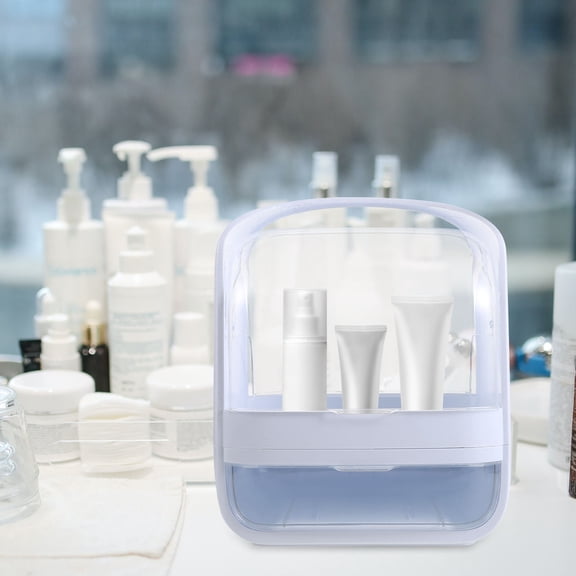 Mobutofu Makeup Organizer with Lid Large Capacity Abs Dustproof Storage Box
