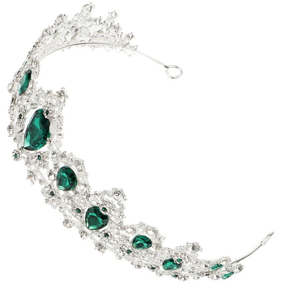 Mobutofu Minkissy Royal Bridal Tiara Rhinestone Crown 1Pcs Silver Green Terrar Crown Women