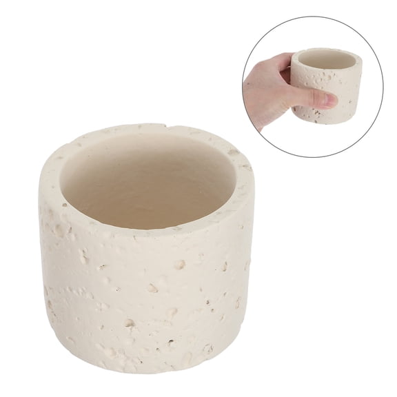 Mobutofu Modern Concrete Match Storage Jar for Candle Holders Rustic Stone Match Canister