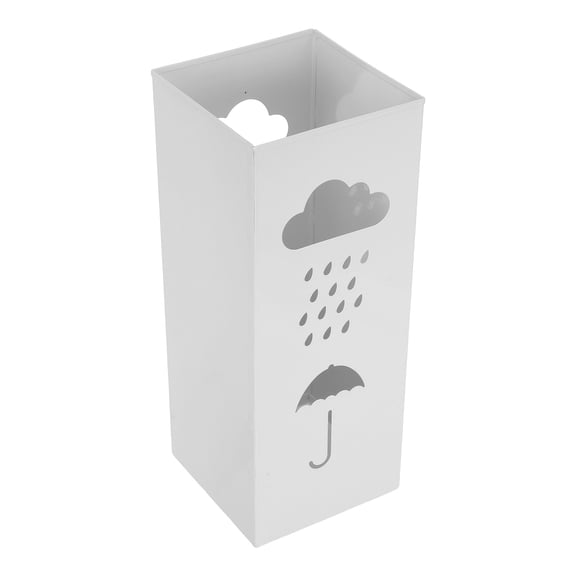 Mobutofu Modern White Metal Umbrella Storage Bucket for Entryway Hallway and Office Spaces