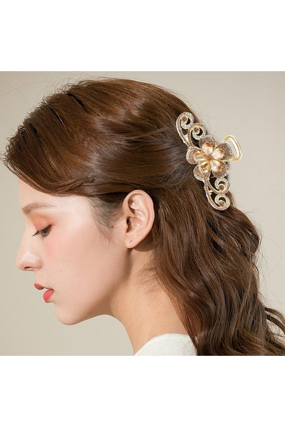Multi Colored Large Hair Clip with Flower Alloy Rhinestones for Updos and Braids