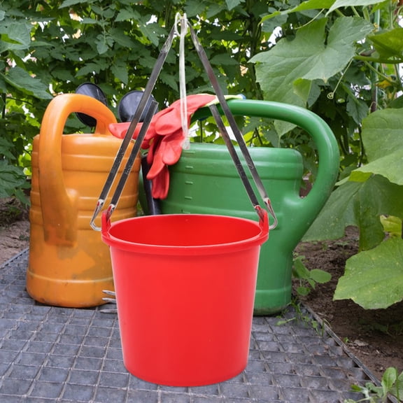Mobutofu Multiuse Plastic Utility Bucket with Stainless Steel Handle for Water Storage and Household Cleaning Tasks