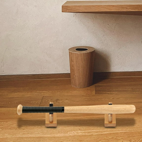 Mobutofu Natural Texture 1 Pair Bamboo Baseball Bat Racks for Home and Office Use