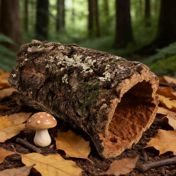 Mobutofu Naturalistic Brown Log Trunk Hollow Tree Reptile Hideout Decor