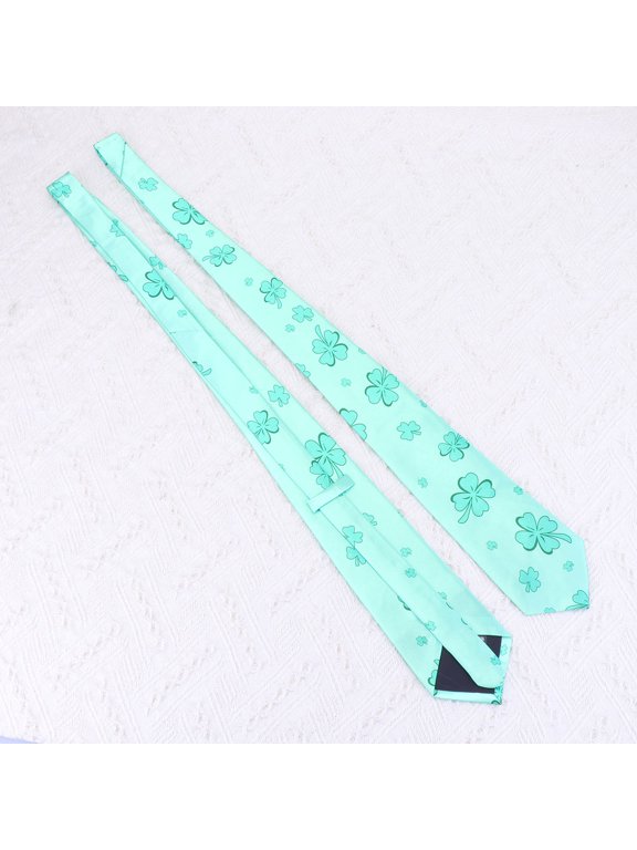 2pcs St Patrick's Day Party Tie for Costume, Light Green Satin Necktie