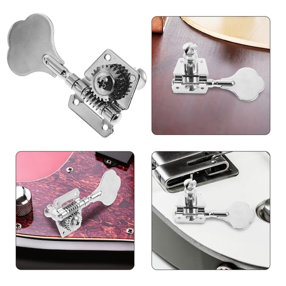 Mobutofu Plated Silver Bass Guitar Tuning Pegs with Open Design for Precise String Adjustment and Easy Installation