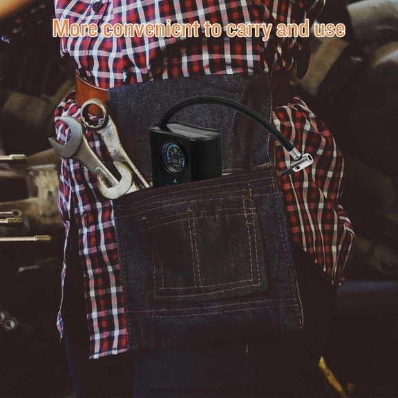 Mobutofu Portable Black Air Compressor Tire Inflator for Cars with Quick Inflation and Compact, Lightweight Design