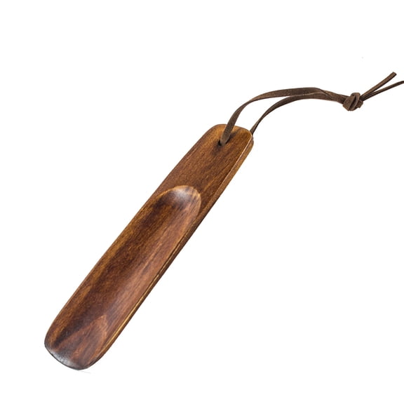 Mobutofu Portable Solid Wood Shoehorn Dress Shoe Horn for Boots Seniors Standing Shoe Lifter 1Pack 15x4x1cm