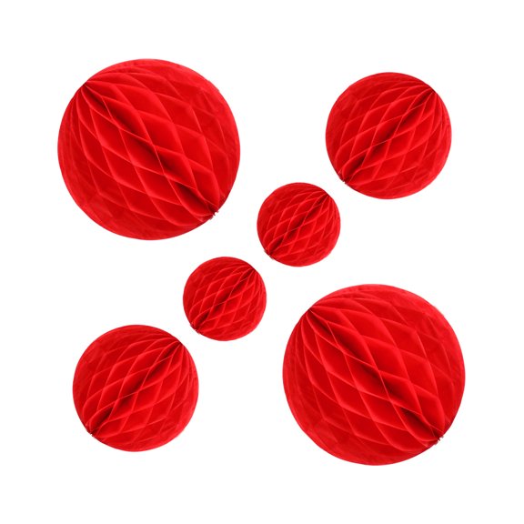 Mobutofu Red Honeycomb Decorations for Party 6Pcs 11.8in