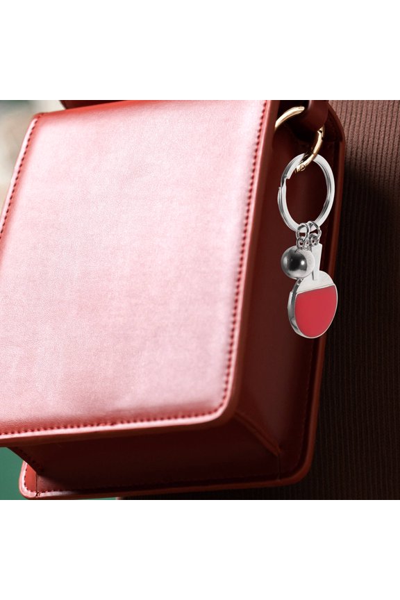 Red Zinc Alloy Sports Keychain Featuring Table Tennis Design, Perfect for Backpack, Bag, and Sports Accessories