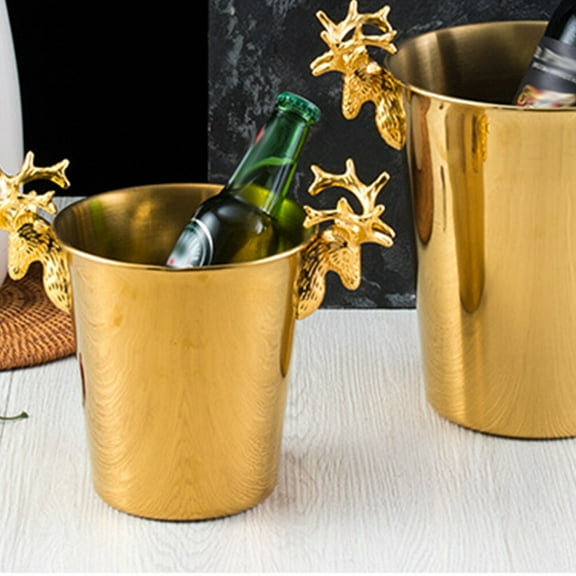 Mobutofu Reindeer Cooler Bucket Polished Surface Elegant Beverage Tubs for Family Use and Restaurants