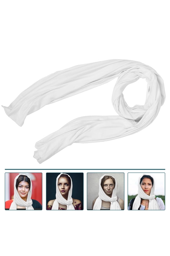 Reusable White Hair Wrap Scarf Soft Cloth Head Covering Scarf for Winter Use