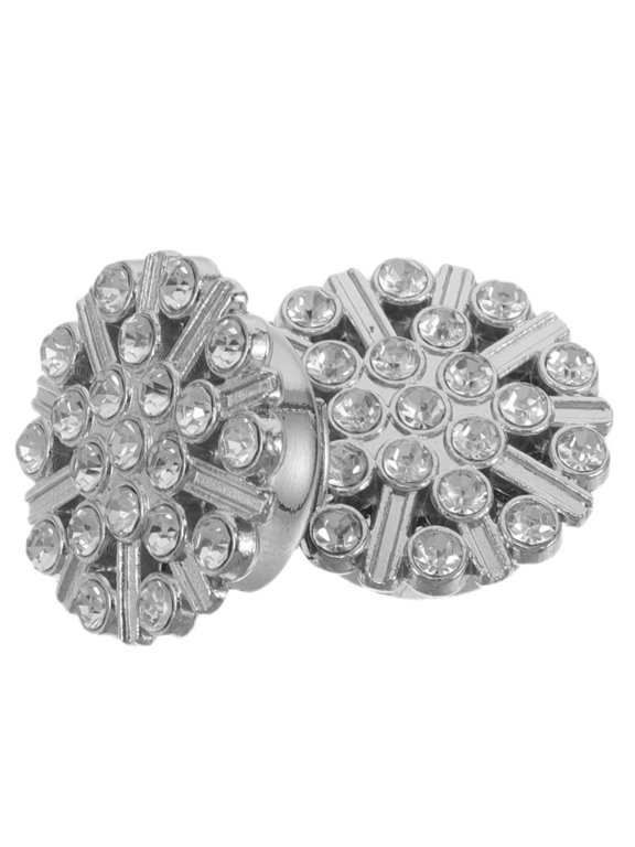 Elegant Rhinestone Cuff Buttons Sturdy Design for Formal Wear 1Pair