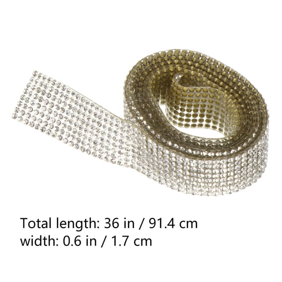Mobutofu White Rhinestone Wrap 1 Pack 36x0.7 Inch Resin Material for Costumes, Garments, and Craft Decorations