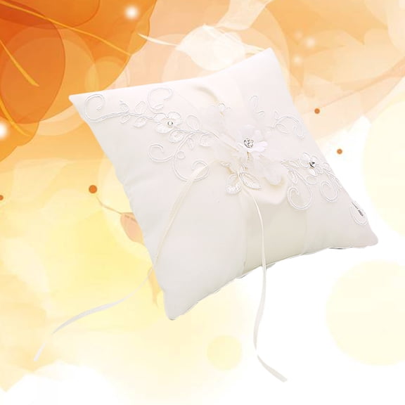 Mobutofu Ringbearers Pillow 1Set White Cloth Square For Wedding And Engagement