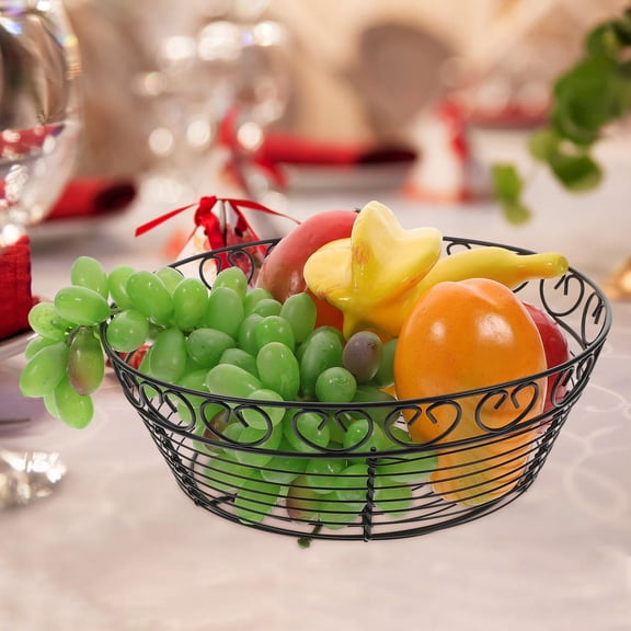 Mobutofu Black Wire Bread Basket for Serving Multi Use Fruit and Vegetable Holder
