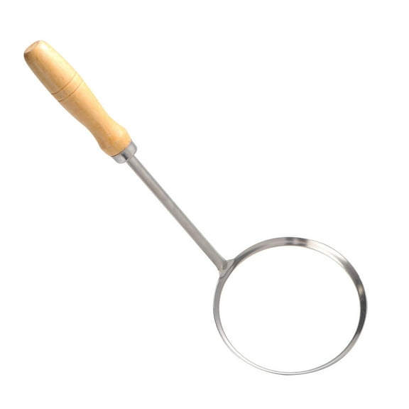 Mobutofu Round Frying Flat Spoon Ladle with Long Handle Prevent Splashes Metal Cooking Utensils 15.5*5.2*0.3in
