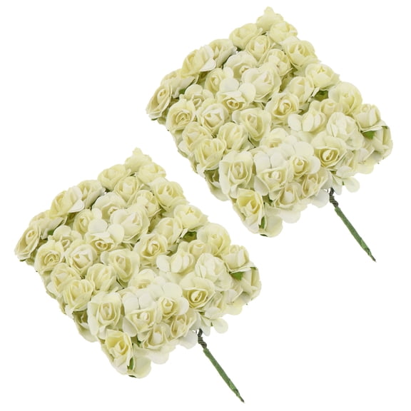 Mobutofu 144-Piece Beige Paper Roses with Round Petals for Crafting, Floral Arrangements, Party Decorations and Projects
