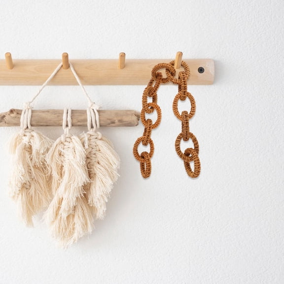 Mobutofu Rustic Brown Rattan Woven Chain Decor Wall Hanging Ornament for Apartment Home Style