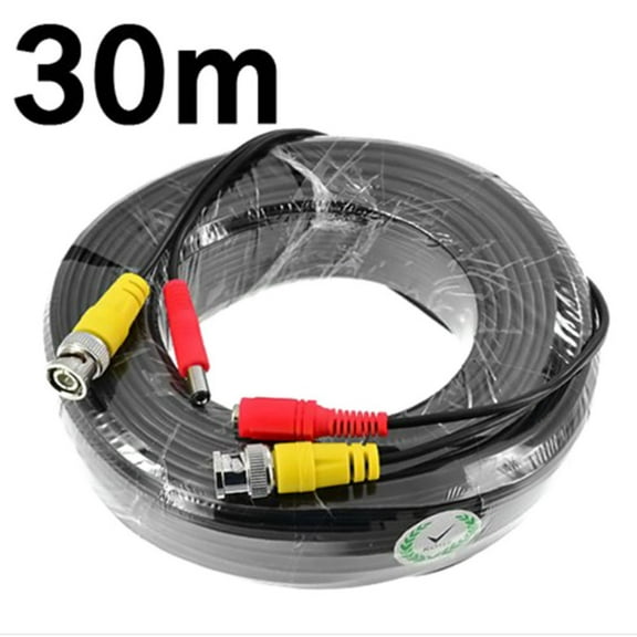 Mobutofu Security Camera Extension Cable 1Pcs 30M Video Power Cable Black