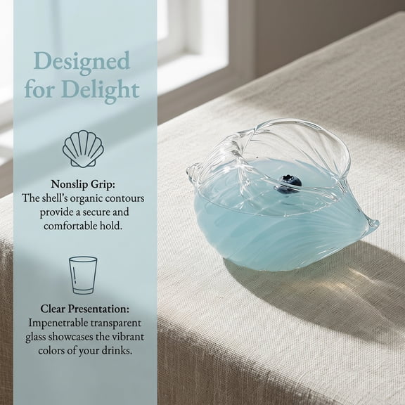 Mobutofu Shell Cocktail Glass Clear Conch Shape Glassware for Fashionable Drink Holders and Seaside Parties