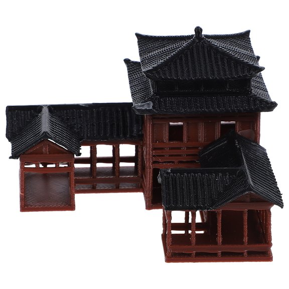 Mobutofu Simulation Pavilion Statue Plastic Bonsai Ornament for Desktop and Aquarium Decor