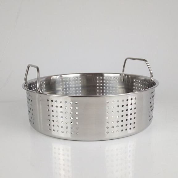 Mobutofu Stainless Steel Kitchen Steamer Basket with Handles Multi Vent Holes Plated Silver