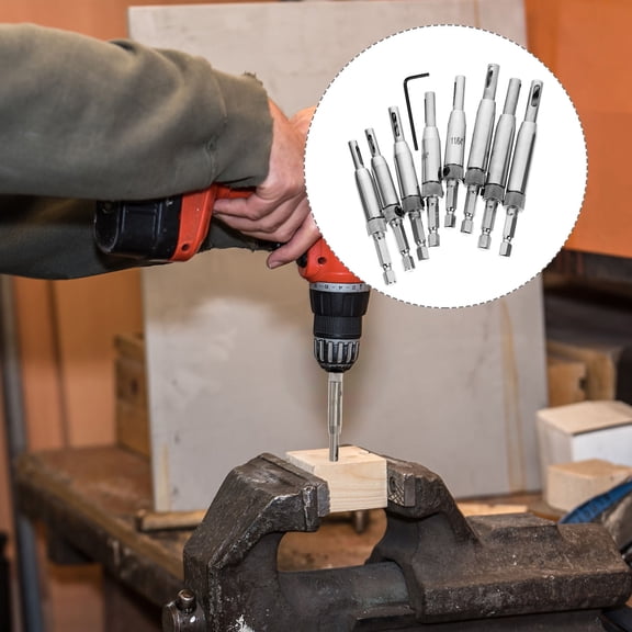 Mobutofu Steel Hinge Centering Drill Bits 8Pcs 11.2X0.5In Precise Positioning Tool