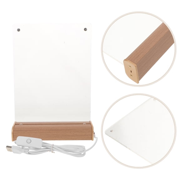 Mobutofu Transparent Acrylic Display Frame with Wood Base for Desk Photo and Menu Holder