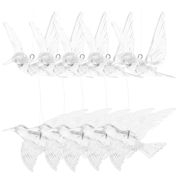 Mobutofu Set of 10 Transparent Hummingbird Ornaments Acrylic Iridescent Decorations for Seasonal Home and Garden Display