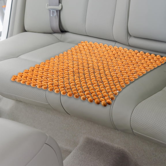 Mobutofu Ventilated Beaded Seats Cushion for Car with Durable Wood Beads and Khaki Color for Home Use