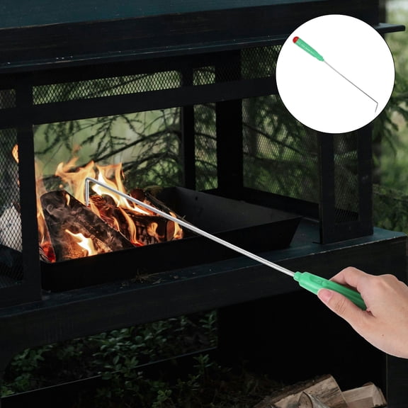 Mobutofu Steel Fireplace Poker Tool with Plastic Handle for Fire Pit and Campfire Management