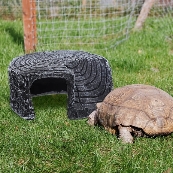 Mobutofu Turtle Basking Platform and Reptile Resting Cave Dock, Realistic Tree Stump Hideout for Aquarium Terrarium Decor