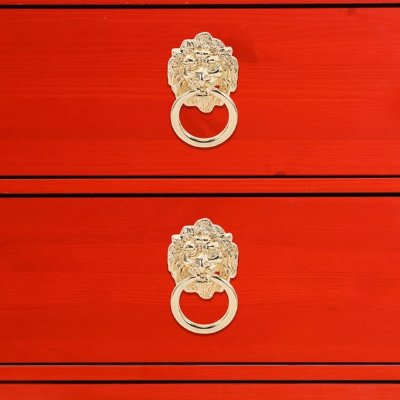 Mobutofu Classic Vintage Golden Lion Head Drawer Pull for Cabinet Doors and Wardrobes